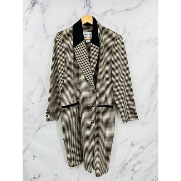 Danny & Nicole Vintage Houndstooth Double Breasted Trench Coat - Picture 3 of 6